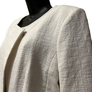 LOFT Textured Crop Jacket~Blazer Off White~L~Asymetrical
